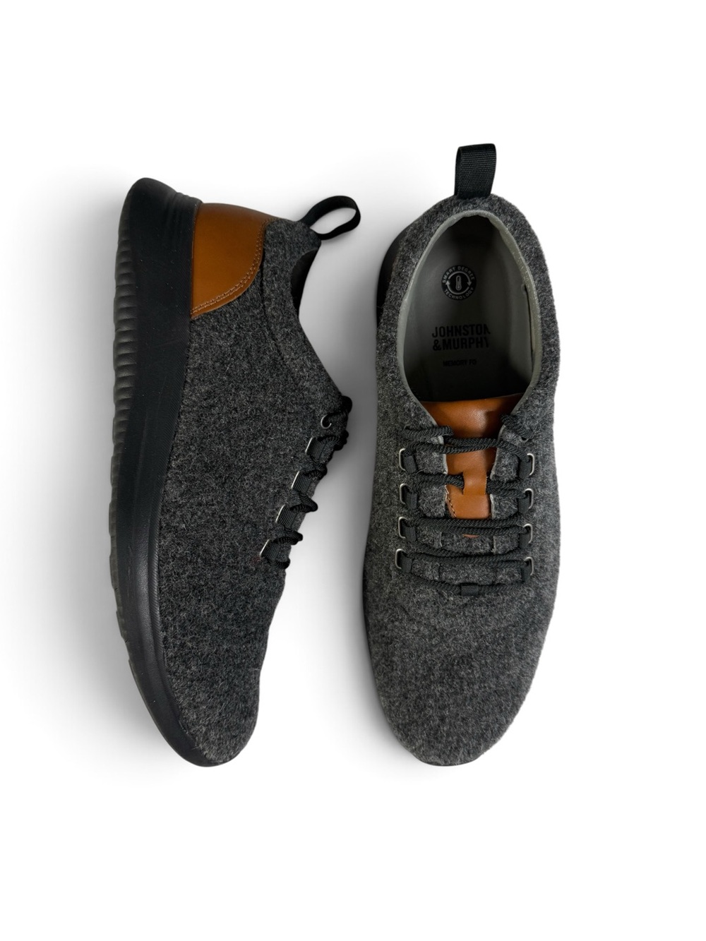 Johnston & Murphy Charcoal Felt Leather Sneakers Men’s 10.5